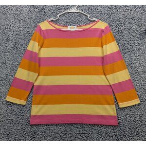 Y2K Talbots Colorblock Top Size M Striped Preppy Colorful 90s Beachy VTG Pink